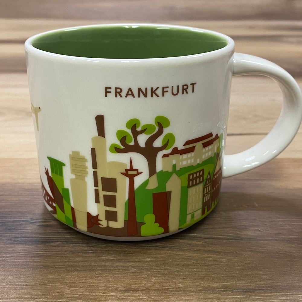 Starbucks You Are Here Frankfurt Mug 14oz City Series Ceramic Green White 2018